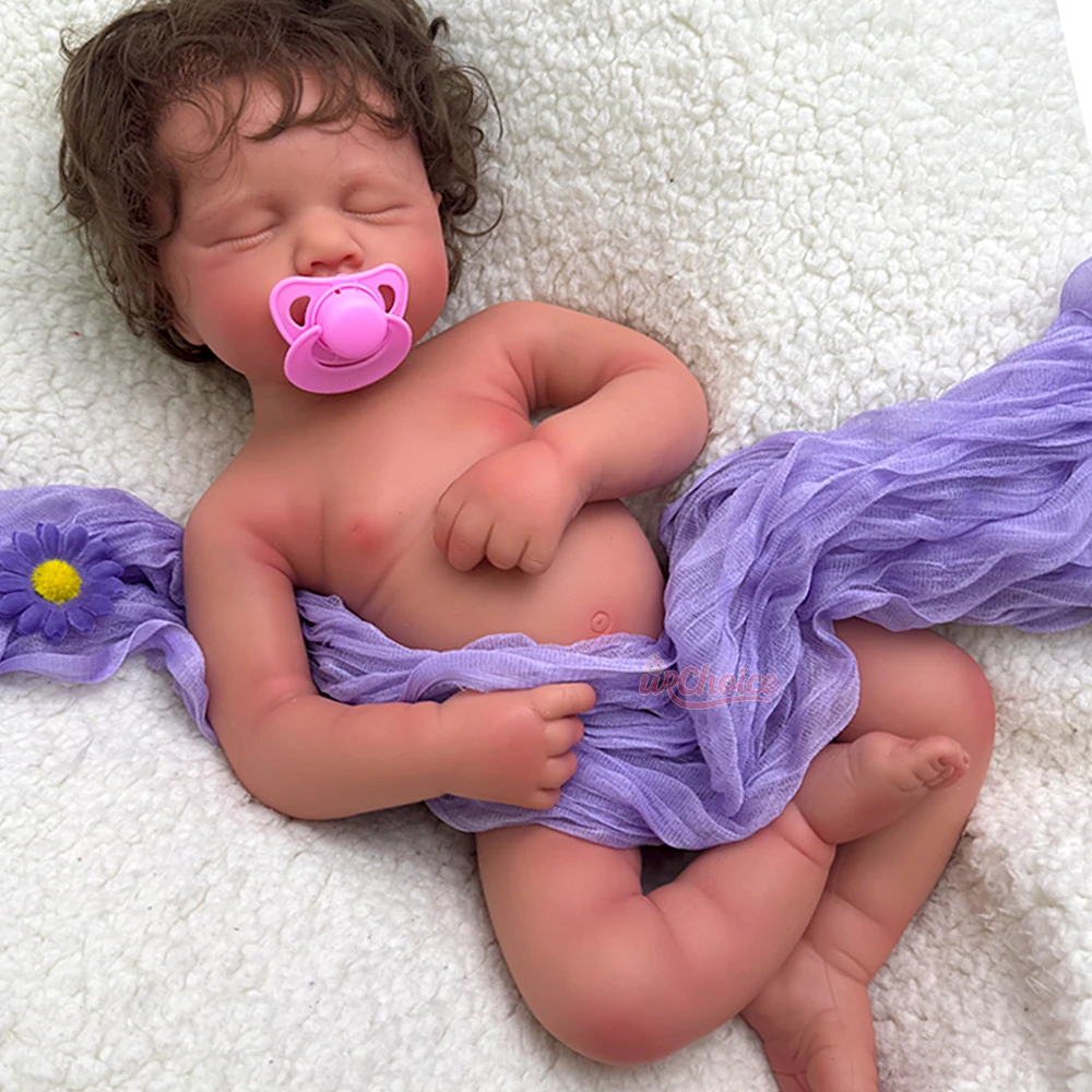 20 polegadas pode abrir a boca de silicone sólido renascido bebê menina/menino Loukou com boneca de pele 3D realista do cabelo para presente de jogo de papel educacional