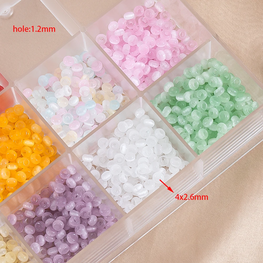 ลูกปัดแก้วคุณภาพสูง 800 ชิ้น ขนาด 4 มม. หลากสี รูปทรงตาแมว สำหรับทำสร้อยคอ DIY อุปกรณ์ทำเครื่องประดับ