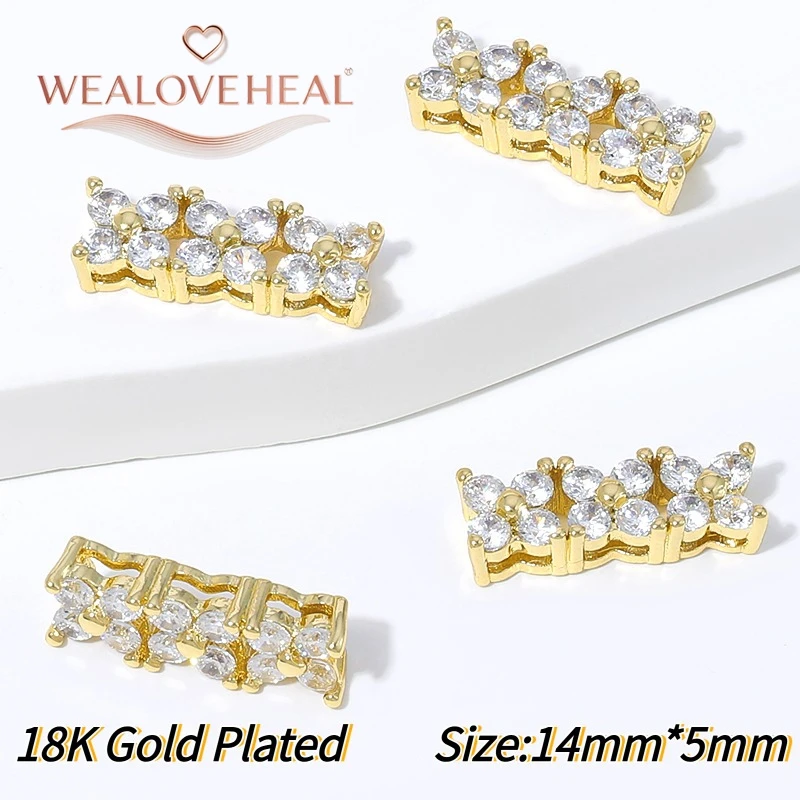 18K vergoldete Messing-Mikropavé-Zirkon-Mehrreihen-Abstandshalter für Perlenketten, Armbänder, DIY-Schmuckherstellungszubehör – Detail 20
