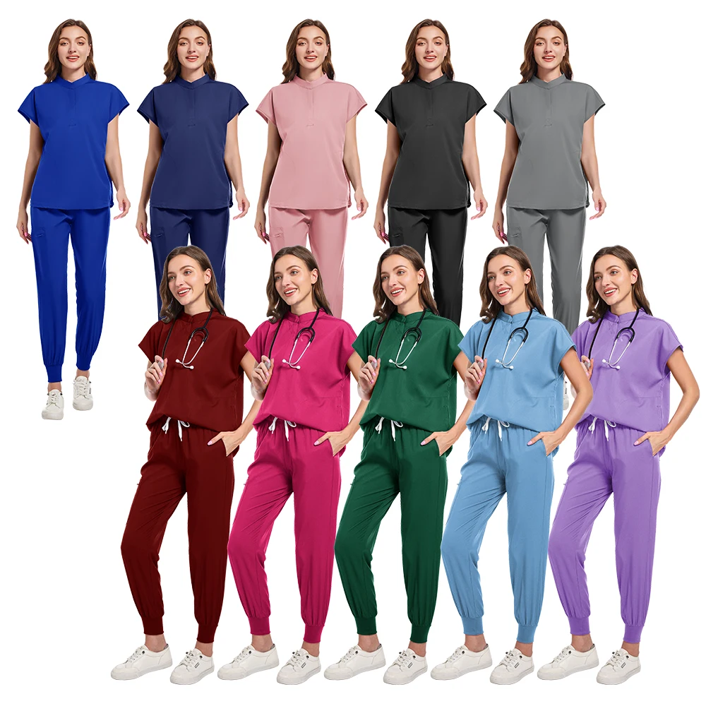

Медицинская униформа, хирургическая униформа, женская рубашка-скраб, брюки для бега, униформа для медсестер, комплект рабочей одежды для салонов красоты, новинка