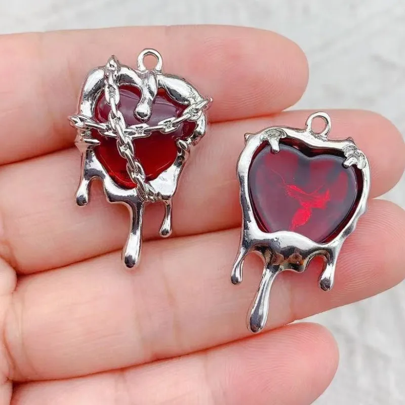 4Pcs Punk Gothic Resin Red Black Tears Melt Love Charms For DIY Jewelry Making Earrings Necklace Bracelet Accessory