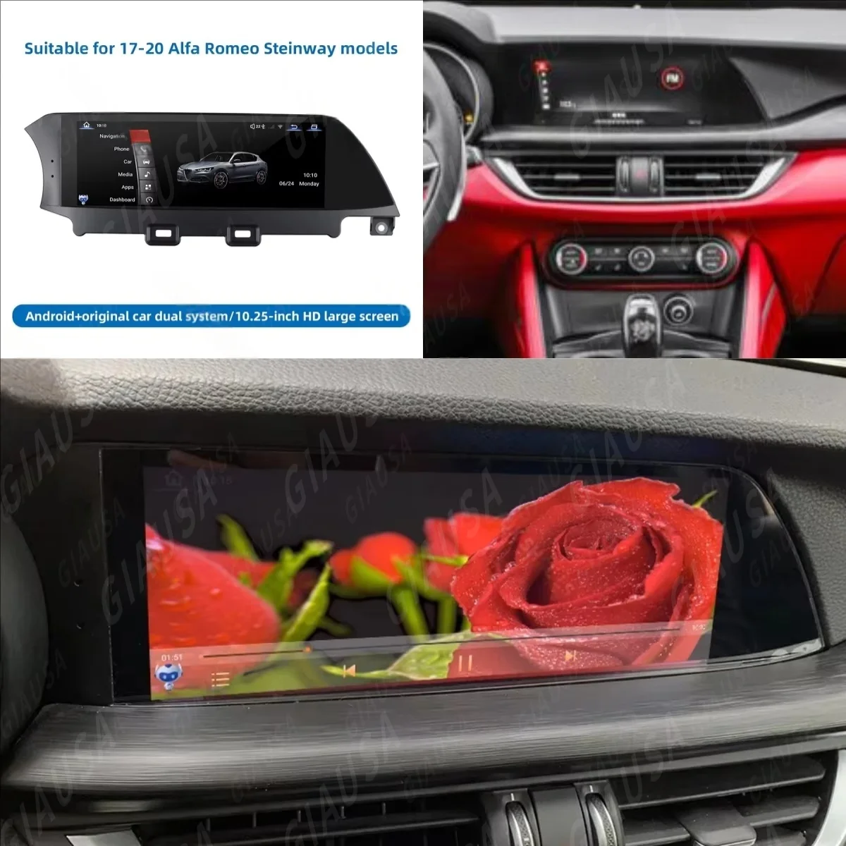 10.25Inch Newest Car Radio For Alfa Romeo Stelvio Giulia 2017 2018 2019 2020 Carplay GPS Navigation Android 13 WIFI 4G Head Unit