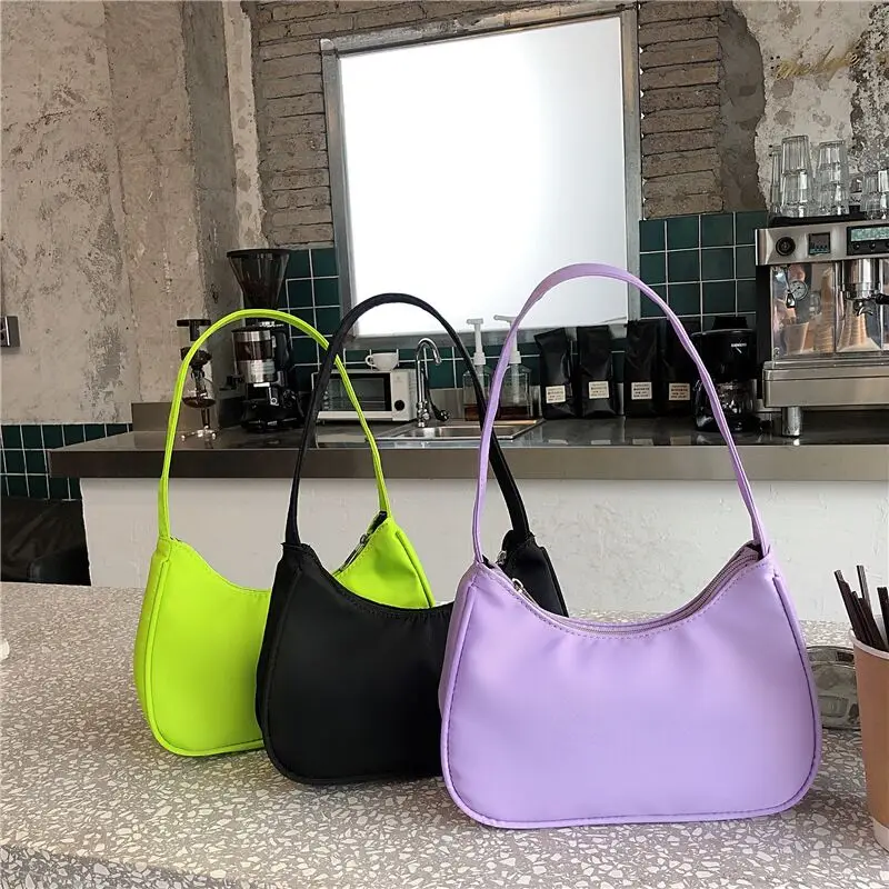 New Candy Colors underarm Bags niche light weight totes personality bag Retro simple handbag single shoulder nylon bags NAB215