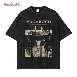 Anime Manga Vagabond T Shirt Musashi Kojirou Matahachi Vintage Washed Tops Tees Oversized Short Sleeve T-shirt Man 100% Cotton