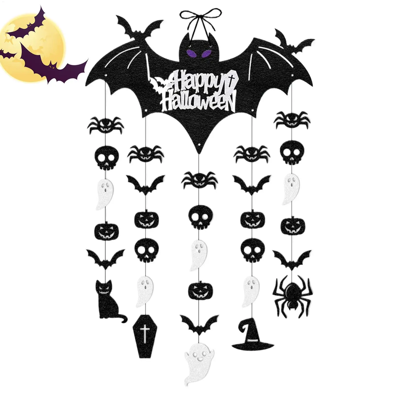 Halloween Bats Wall Decor Front Door Hanging Ornament Haunted House Porch Fireplace Window Yard Garden Party Supplies