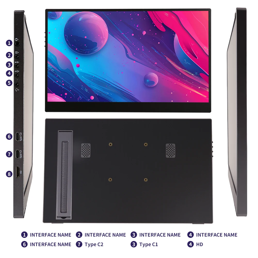 AHXJKA 15,6-дюймовый беспроводной проекционный монитор с автоматическим вращением, портативный дисплей для ноутбуков, Mac и телефонов, проекции Wi-Fi