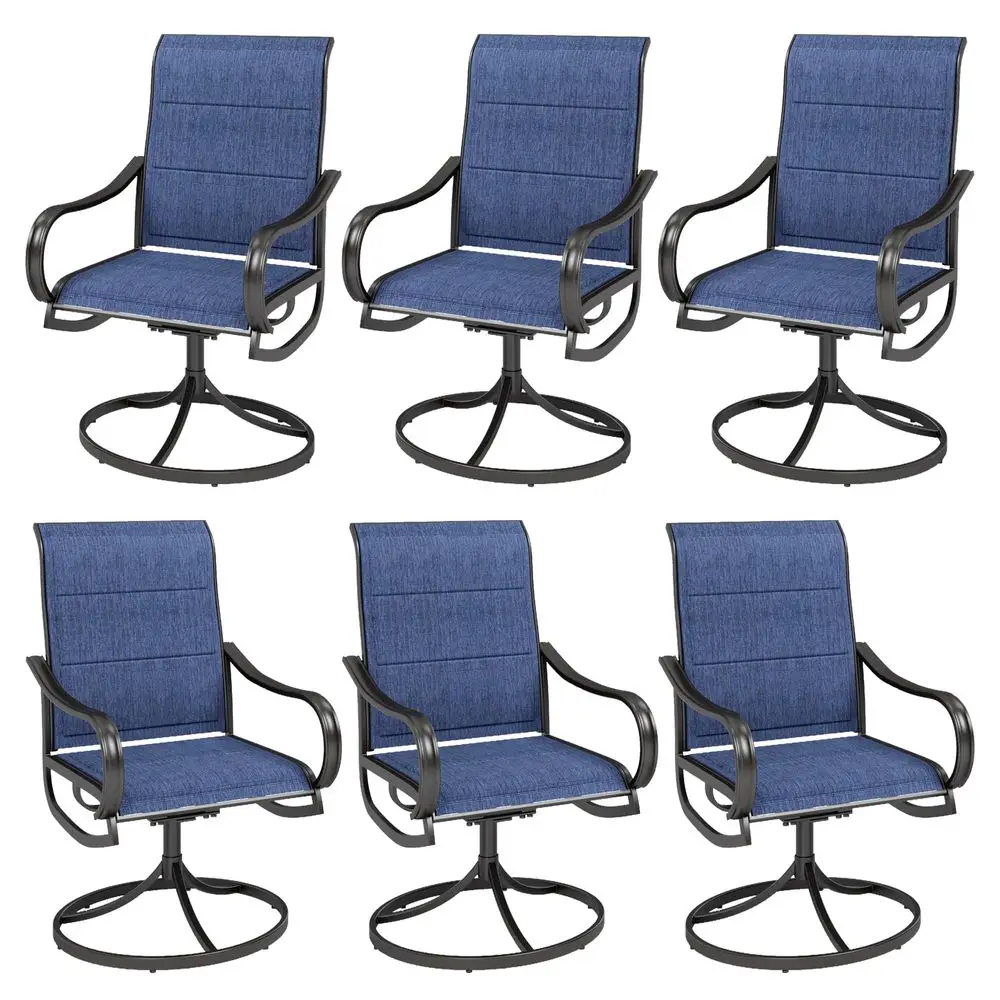 

Outdoor Swivel Patio Dining Chairs Set of 6, High Back Padded Textilene Patio Chairs for Balcony, Backyad, Deck, Garden Padded