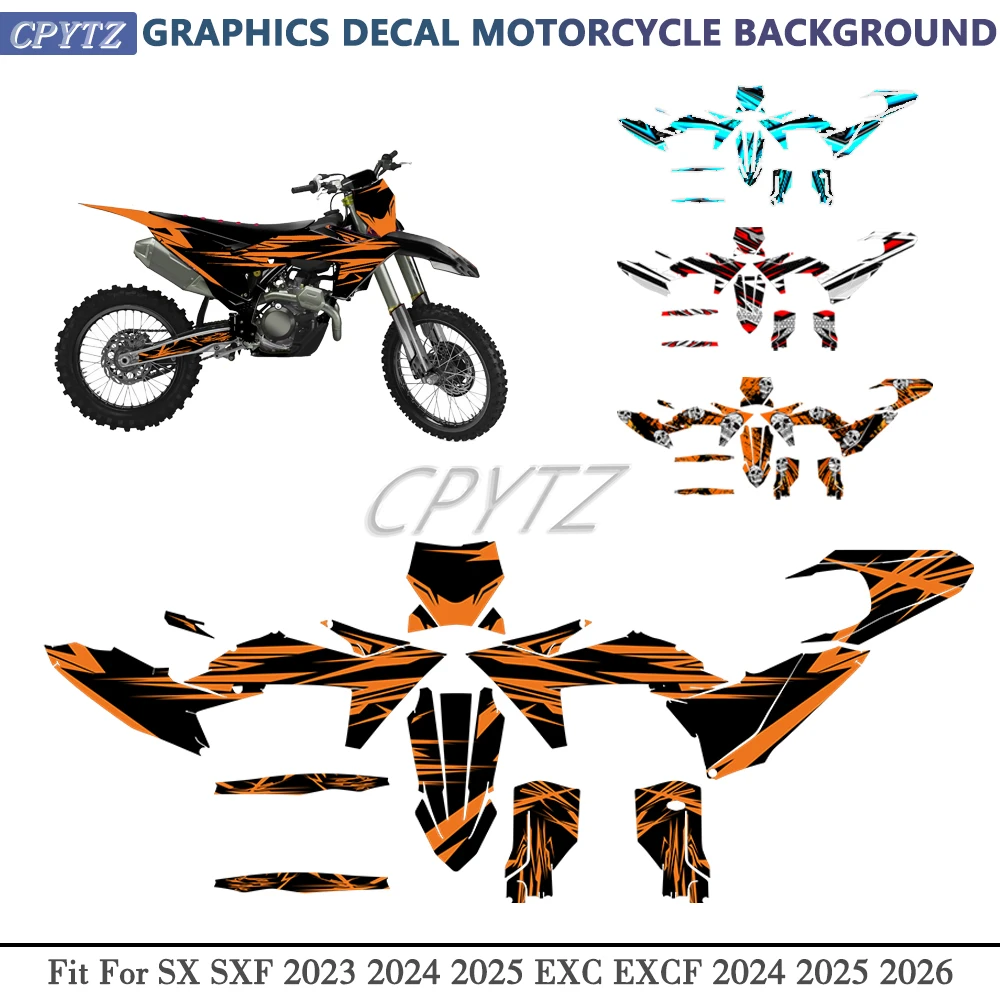 オートバイステッカー-sx-sxf-2023-2024-2025-exc-excf-2024-2025-2026対応-グラフィックステッカーセット-カスタマイズ可能なナンバー付き
