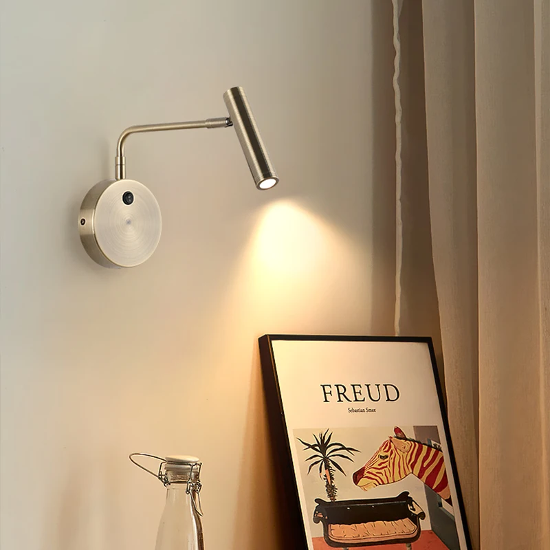 Wall lamp Bedroom bedside lamp Simple with switch spotlight Rotatable minimalist Nordic reading living room lamp