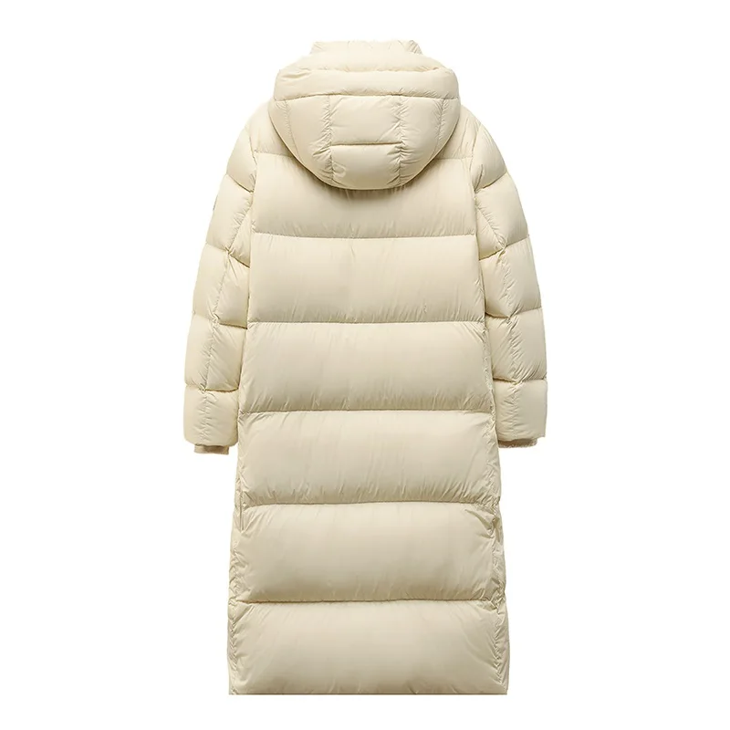 2025 شتاء جديد 95% بطة بيضاء أسفل سترة المرأة الأوسط طويل رشاقته زوجين الدافئة أسفل معاطف الإناث مقنعين بايك معطف #4