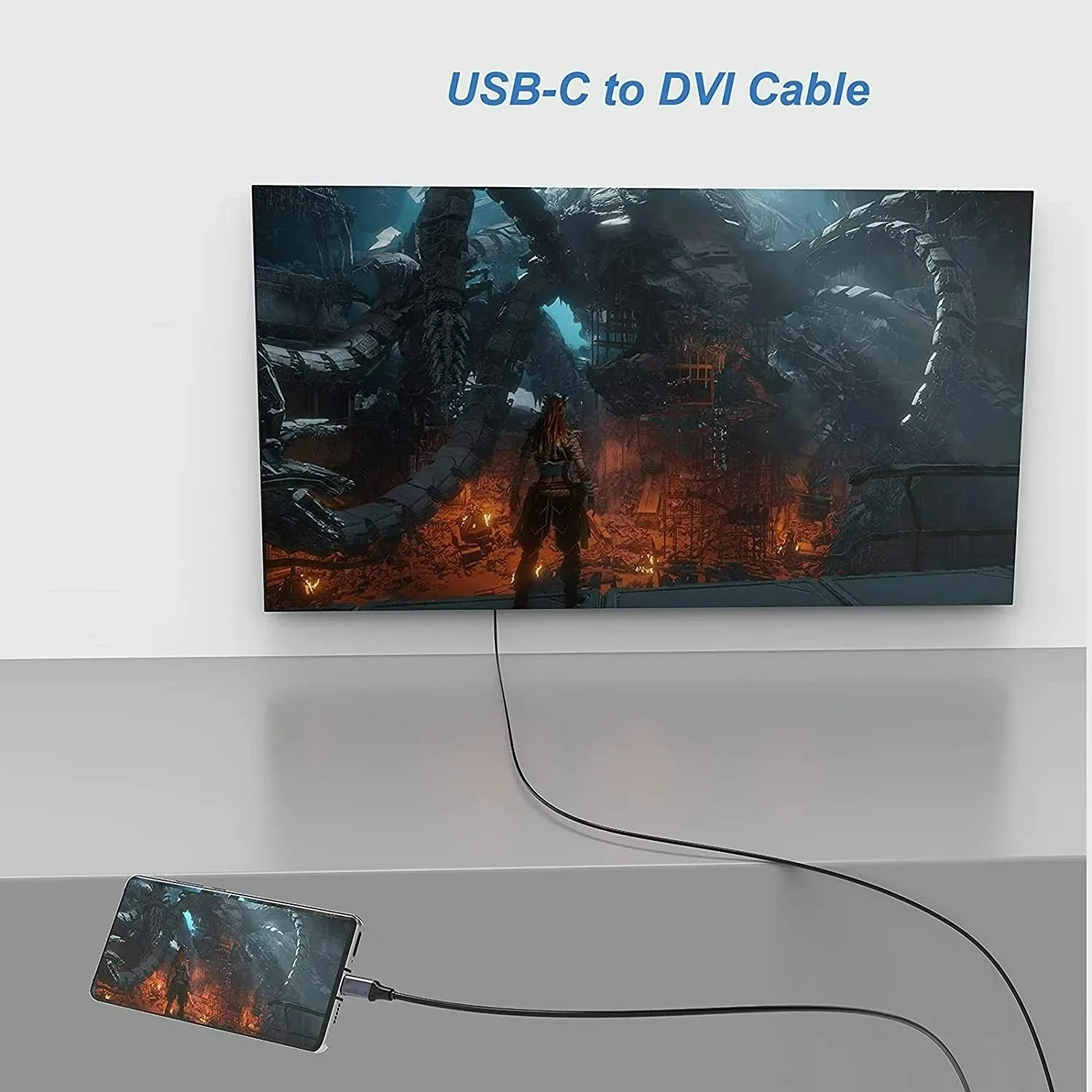 1080P USB C to DVI Cable Male to Male Type-C To 24+1/24+5 DVI Converter For Thunderbolt MacBook Pro Projector Monitor TV S8 S9 ﻿