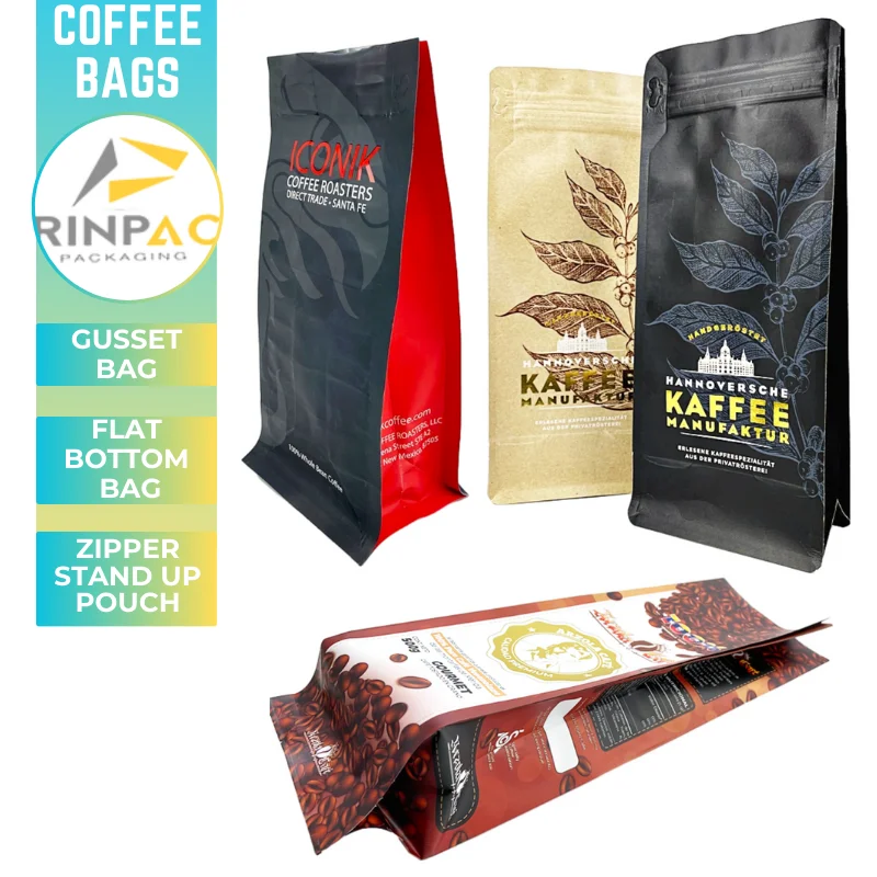 Customized product、Resealable De Cafe 250G 12Oz 5Lb Custom Printed Logo Plastic 12 oz Flat Bottom Coffee Bags Packaging With Val