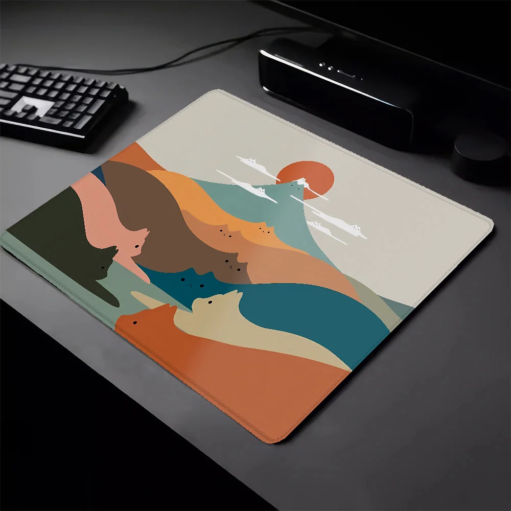 

Cat Landscape Kawaii Mouse Pad Gamer Small Gaming Laptops Pc Accessories Keyboard Mat Pad on the Table Deskmat Mausepad Mousepad