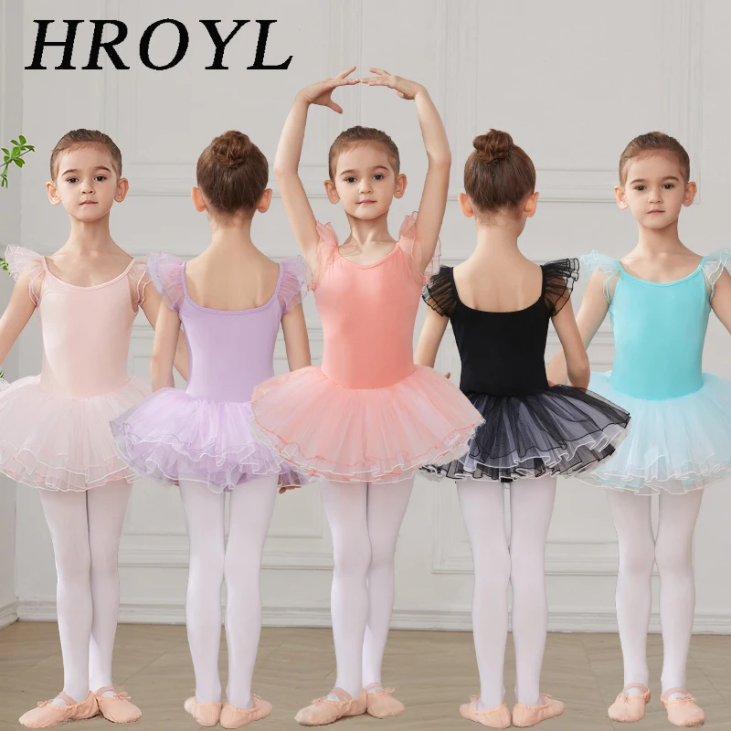 Ballet Skirt for Girls Kids DanceWear Leotard Gymnastics Ballet Tutus Mesh Dress Cotton Dancing Suit Princess Dress Up Costume