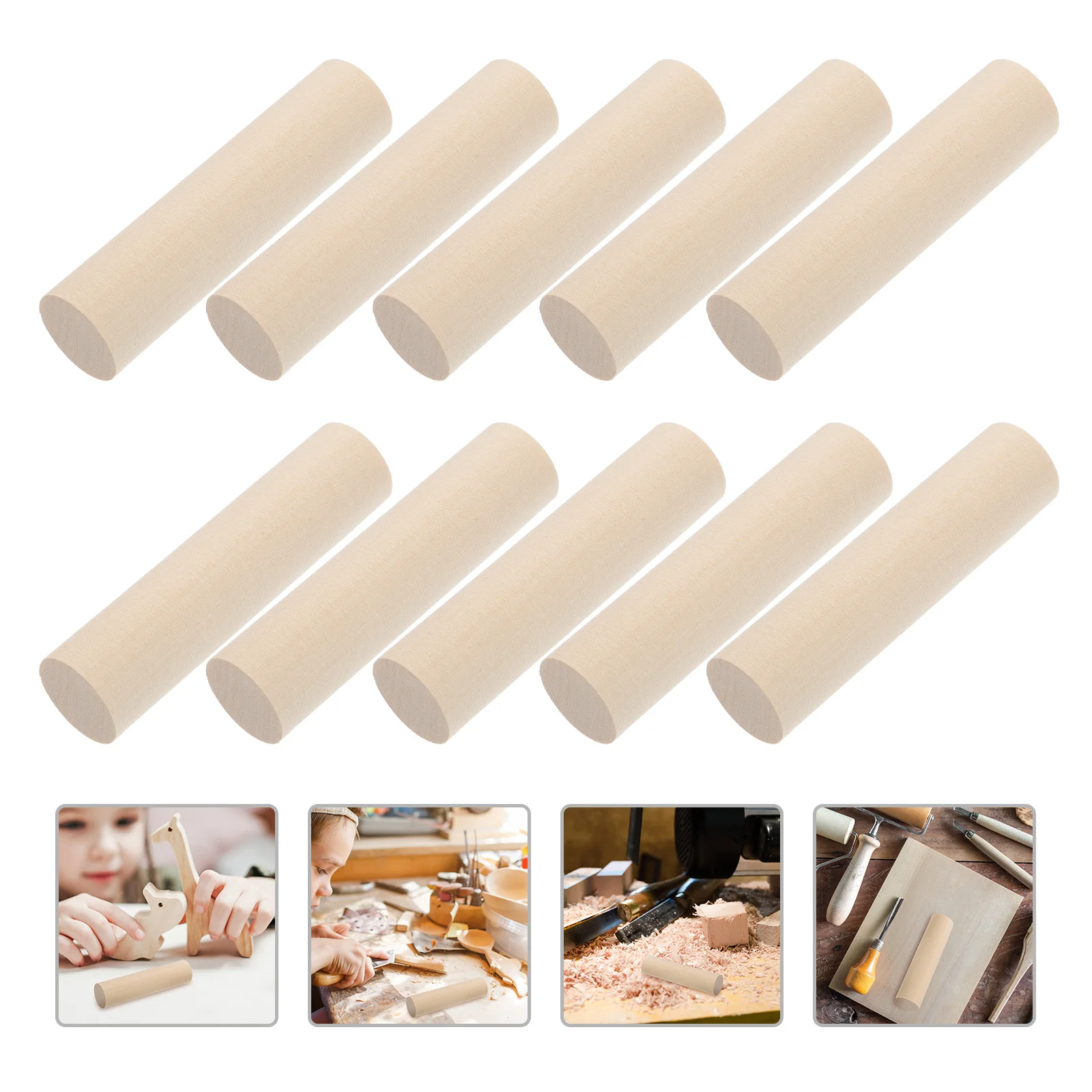 

10 Pcs Solid Wood Log Stick Unique DIY Crafts Unfinished Sticks Rods Decorations Crafting Basswood