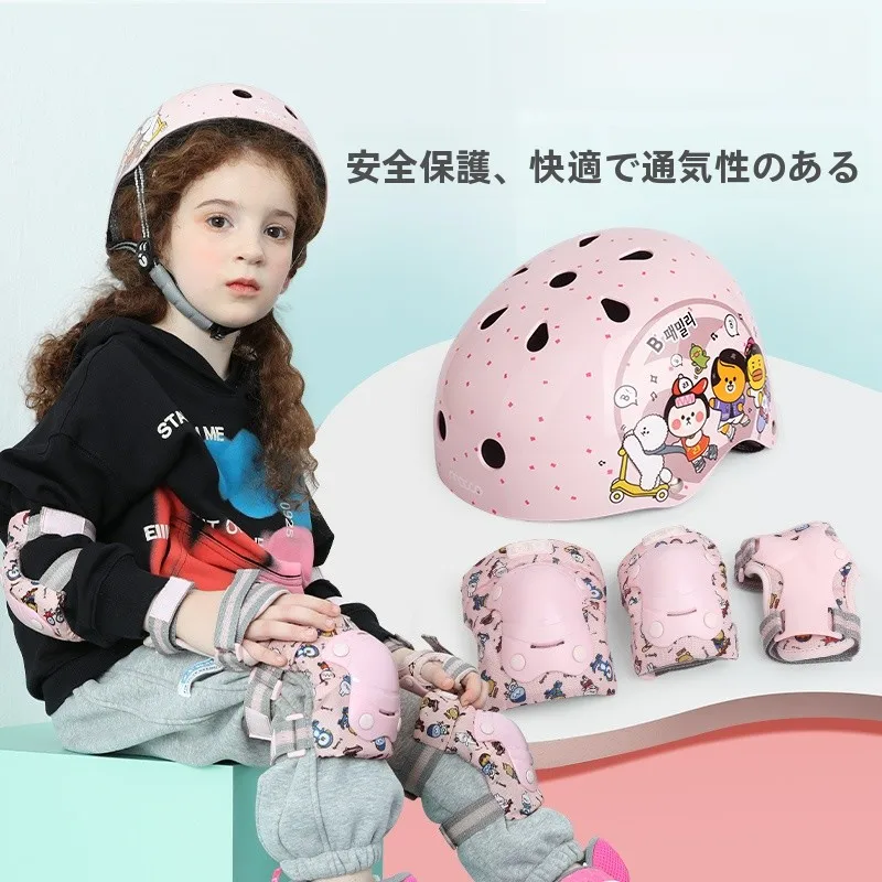 michael-protection-gear-skateboarding-ice-skating-bicycle-balance-car-girls-anti-fall-knee-pads-elbow-pads-and-headset-set