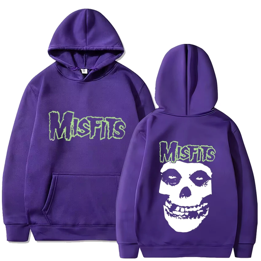 Horror Punk Misfits Skull Graphic Print Hoodie Gothic Harajuku Hoodies Fleece Cotton Clothes Women Men Rock Sweatshirt Pullover