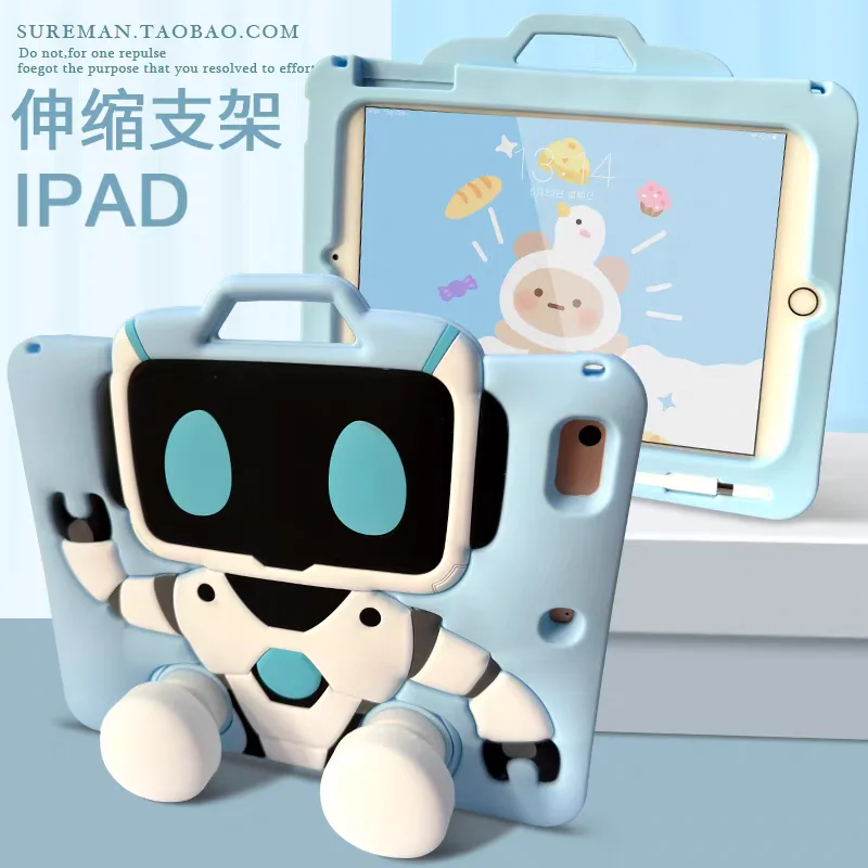 

New Robot Tablet Case For Lenovo Xiaoxin pad 11in 2024 2025 M11 Cute Cartoon Child Safety Strap with Pen Holder lanyard Case