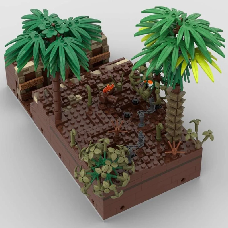 New 771Pcs Moc European Medieval Pirates Series Trench Sector Model Diy Creative Ideas Bricks Toy Birthday Gift Building Blocks