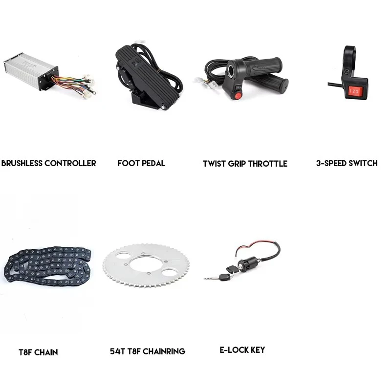 Kunray Electric Bike Brushless Motor with Controller Conversion Kits 36V 1000w  with Pedal for Scooters Go-Karts Motor 3000w 72v