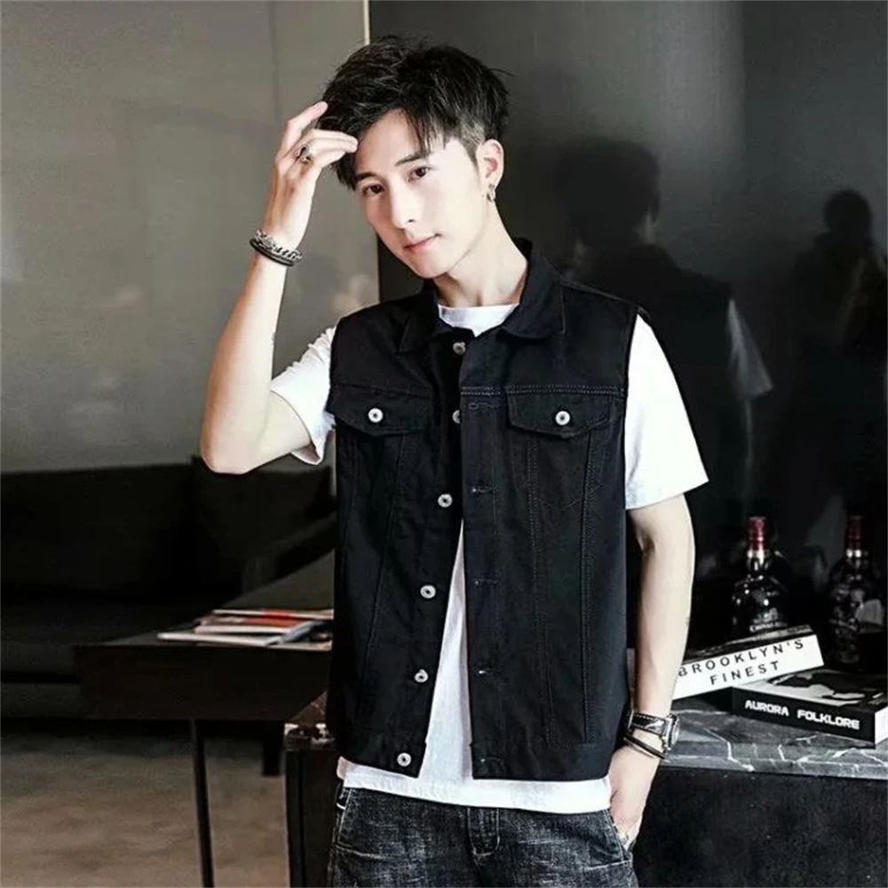 Jacket Sleeveless Waistcoat Denim Vest Casual Street Slim Cotton Cowboy Jackets Comfortable Jean Top Spring Summer Men's Fashion