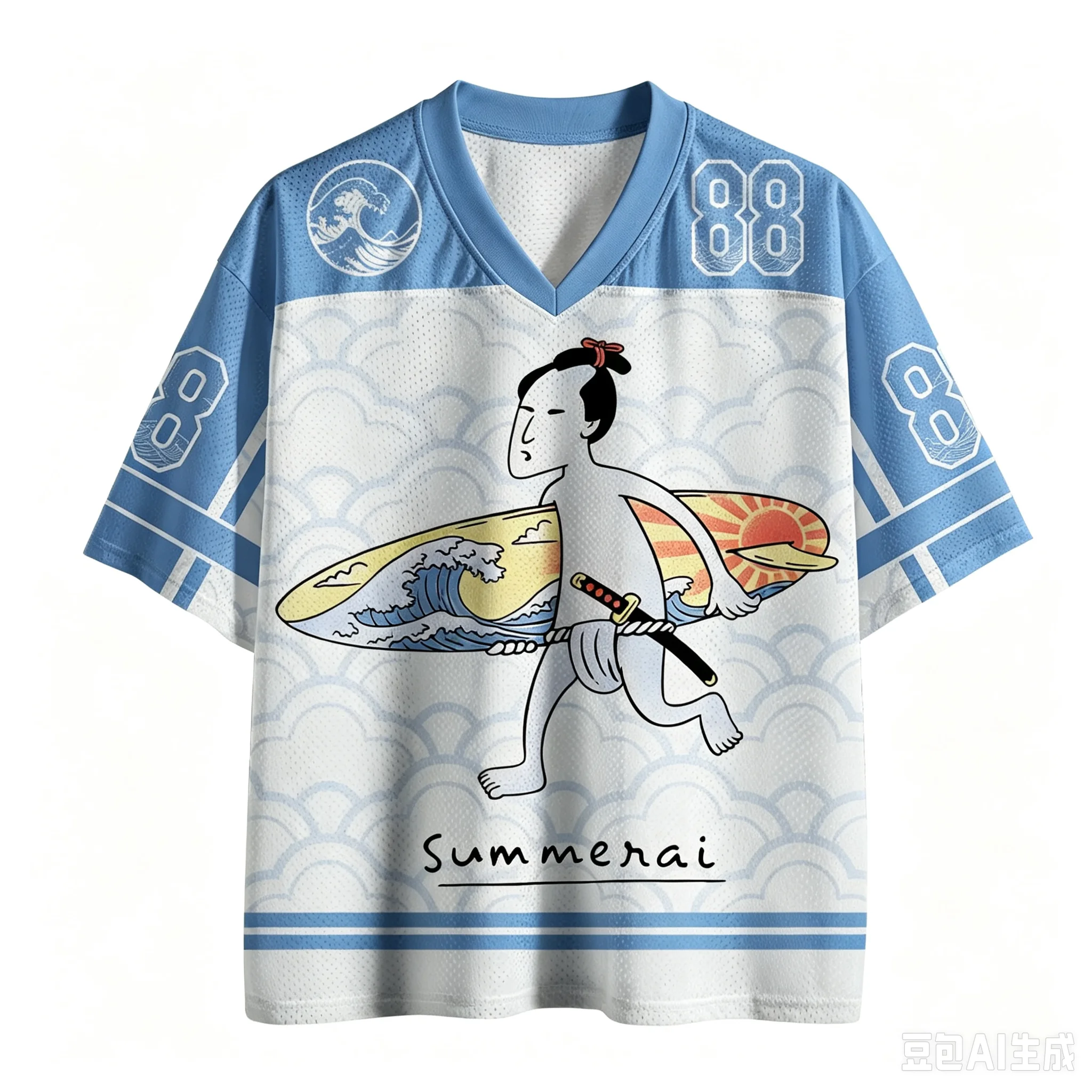 Fun Surfing Warrior 3D Print Quick-dry Breathable Sports Men Women V-neck Large size Tshirt Outdoor leisure Y2KParental Clothing