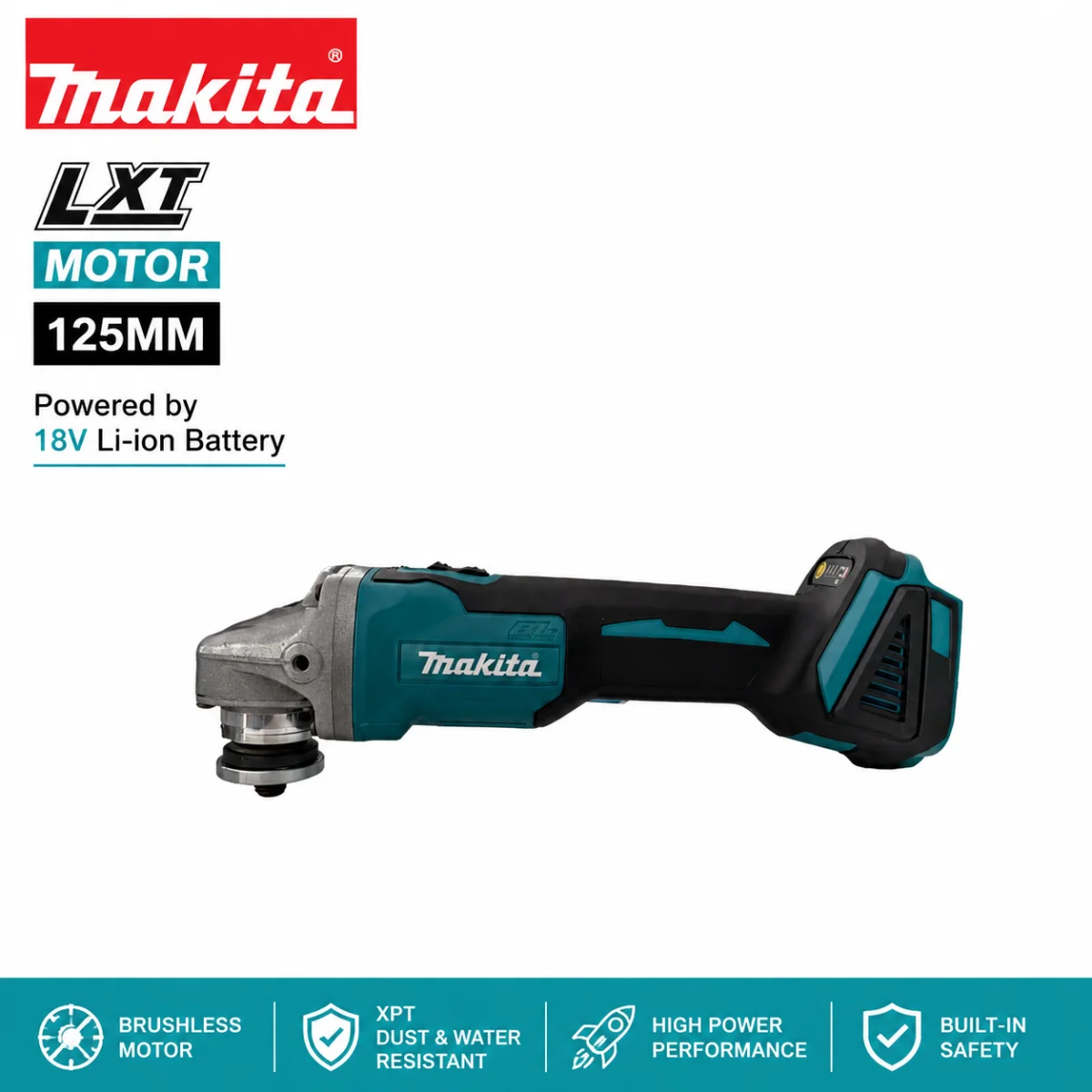 Makita 18V LXT Li‑ion Battery Makita DGA404 125mm Brushless Angle Grinder, Cordless Cutting Polishing Grinding Power Tool