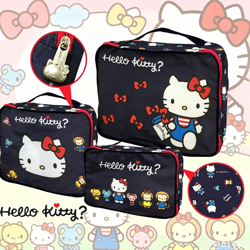 

3Pcs Hello Kittys Travel Packaging Storage Bag Luggage Clothing Organize Storage Bag Student Bags for Woman My Melody Kuromi
