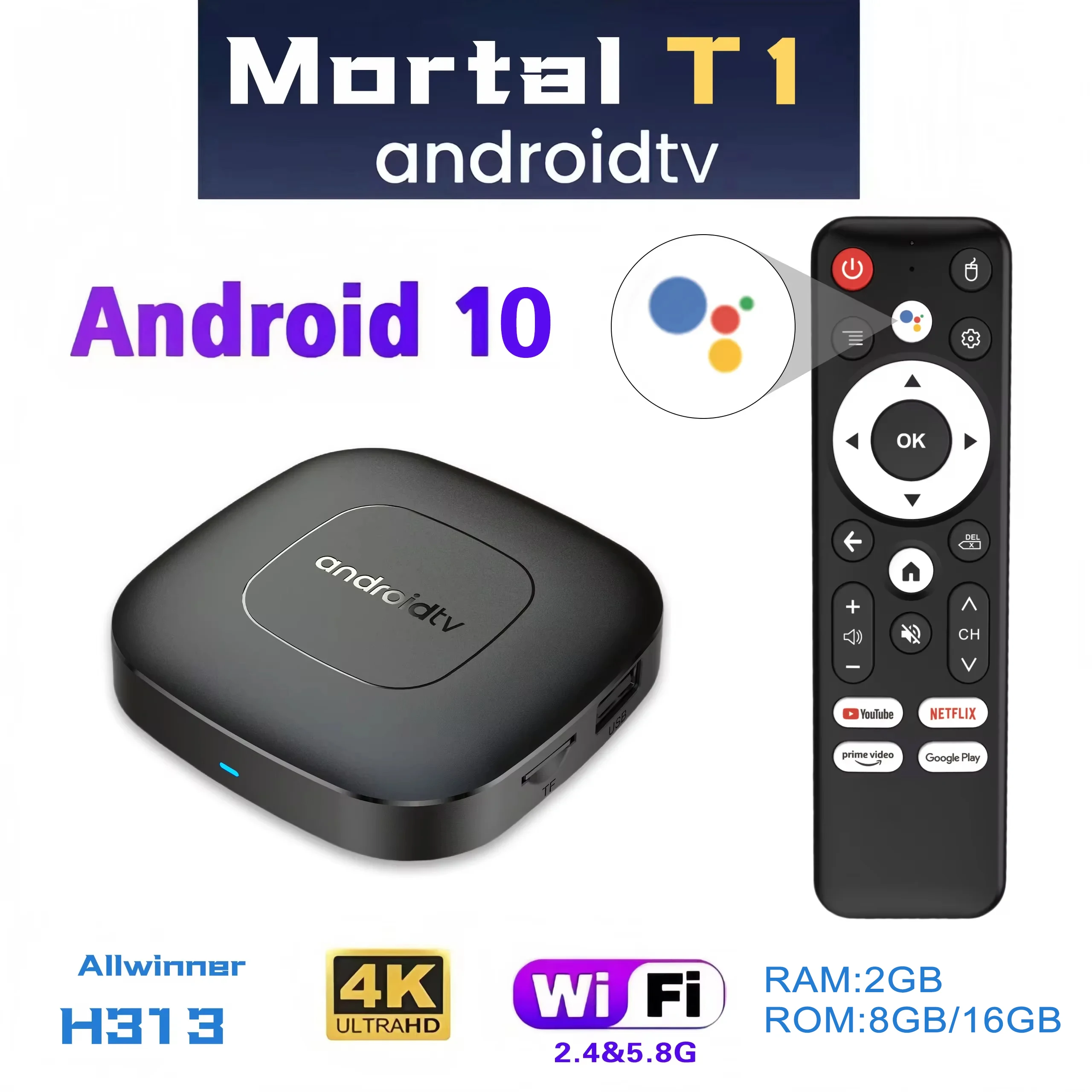 Global Version Mortal T1 Android13.0 Home Theater TV Box Support Bluetooth Allwinner H313 Dual2.4G&5G Wifi 4K HDR10 Set Top Box