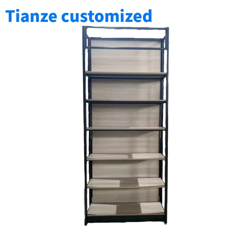 (customized)Hot Sale MINISO Style Floating Wall Shelf Wooden Steel Retail Store Display Shelving System Supermarket Shelves Bout