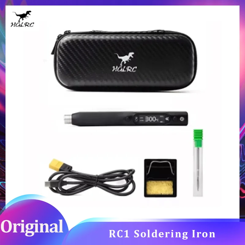 

HGLRC RC1 Паяльник 25 В 60 Вт OLED-дисплей Интеллектуальный алгоритм контроля температуры для радиоуправляемой модели самолета FPV дронов