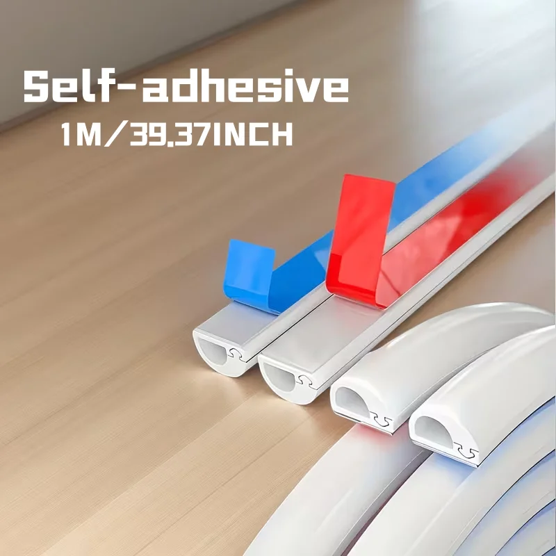 1PC 1m/39.37inch Soft PVC Cable Sleeve Self-Adhesive Flexible Wire Cover Wear Resistant Anti-Step Cable Management Protector