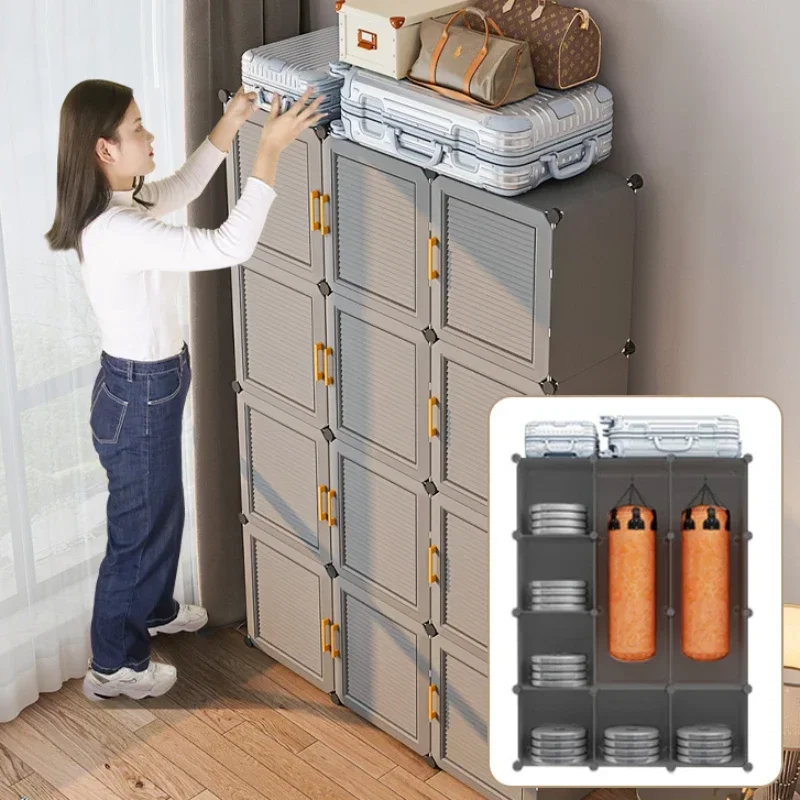 

Children's Safety Storage Cabinet Easy Assembly, Durable Plastic Wardrobe, Portable Closet with Thickened Shutter Door