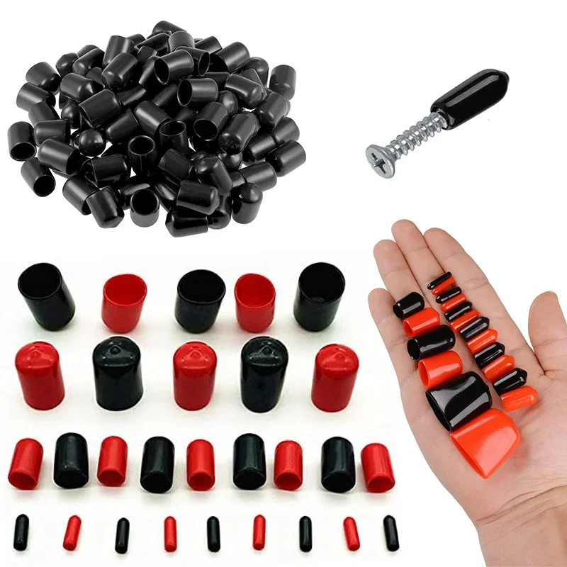 

Rubber End Caps Black Red Round Vinyl End Cap Bolt Screw Covers Caps Waterproof Cover Thread Steel Pole Tube Pipe Cap Protectors