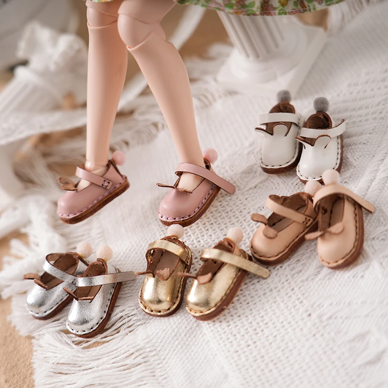 

Blythe Small Doll Shoes Accessories Ob22/24 Azone 1/8 Doll Shoes Rabbit Ball Shoes Cow Leather