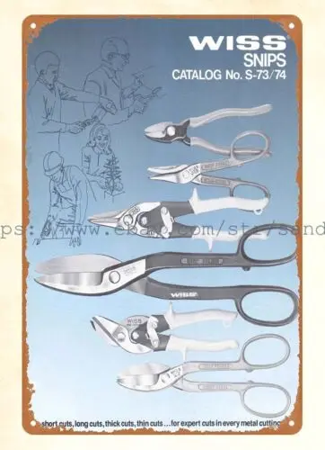 Productos de decoración para el hogar al aire libre, 1973 Wiss Snips, herramientas, maquinaria, letrero de metal