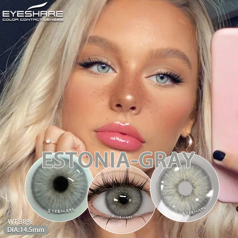 EYESHARE Color Contacts Lenses for Eyes 2pcs Gray Contacts Lenses Blue Contact Beautiful Pupil Colorful Makeup Green Lenses