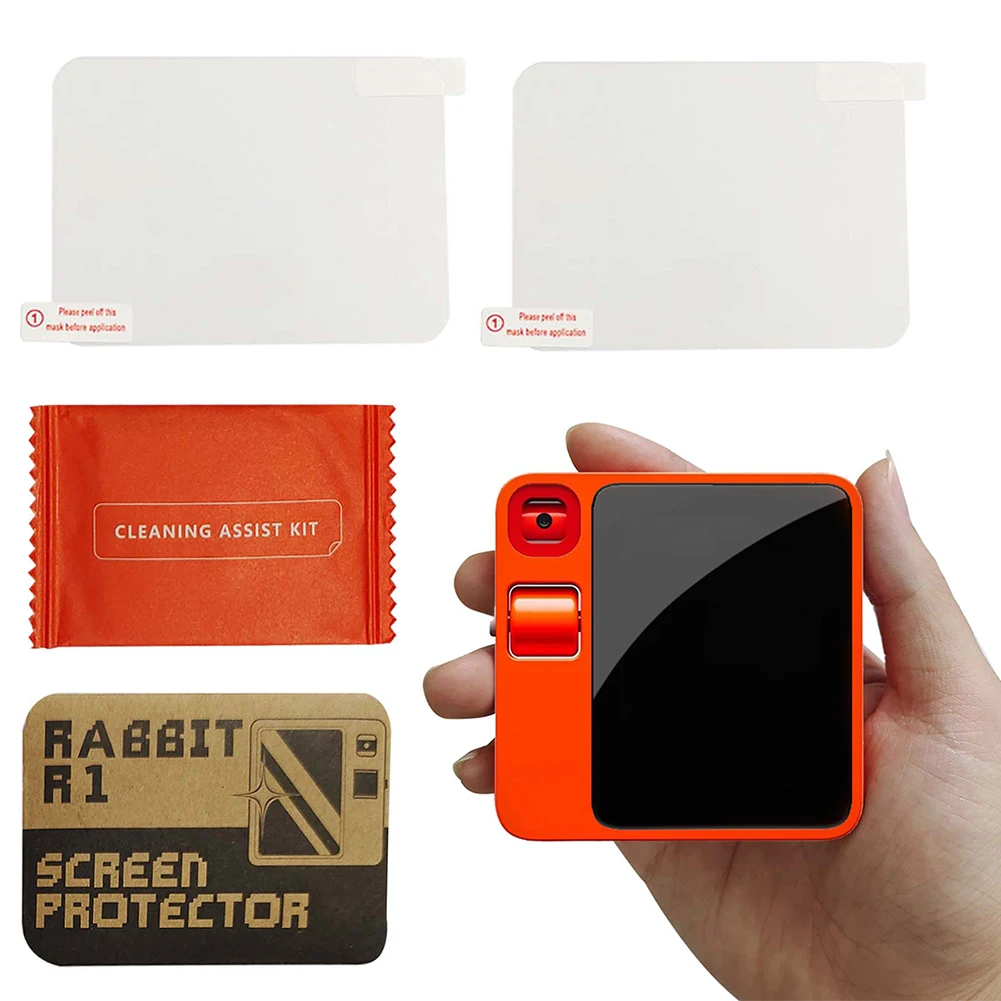 2 Pack Tempered Glass Film 2.88 Inch Full Coverage Screen Protector Film Transparent Ultra HD for Rabbit R1 AI Device