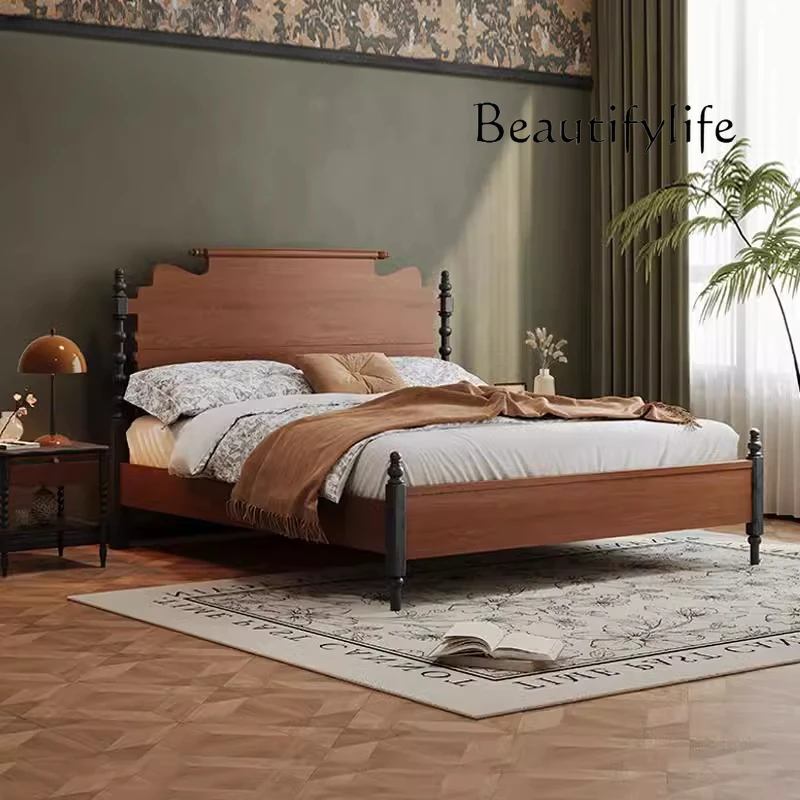 

Medium ancient bed American double master bed solid wood ash wood furniture