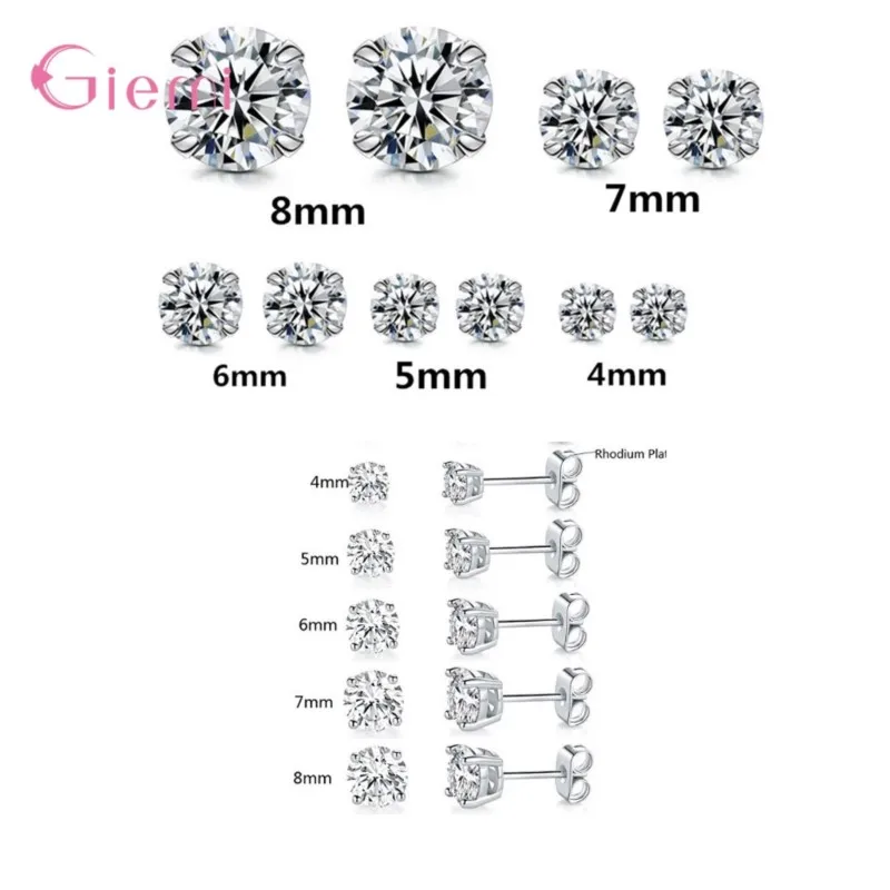 

Crystal Zirconia Women Fashion Genuine 925 Silver Stud Earrings Wedding Casual Lady's Accessories Charms Girls Gifts