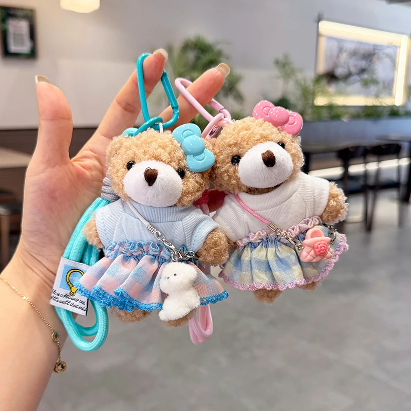Creative Bow Plush Bear Keychain Cute Short Skirt Set Cross Dressing Bear Bag Pendant Fashion Car Keychain Gift