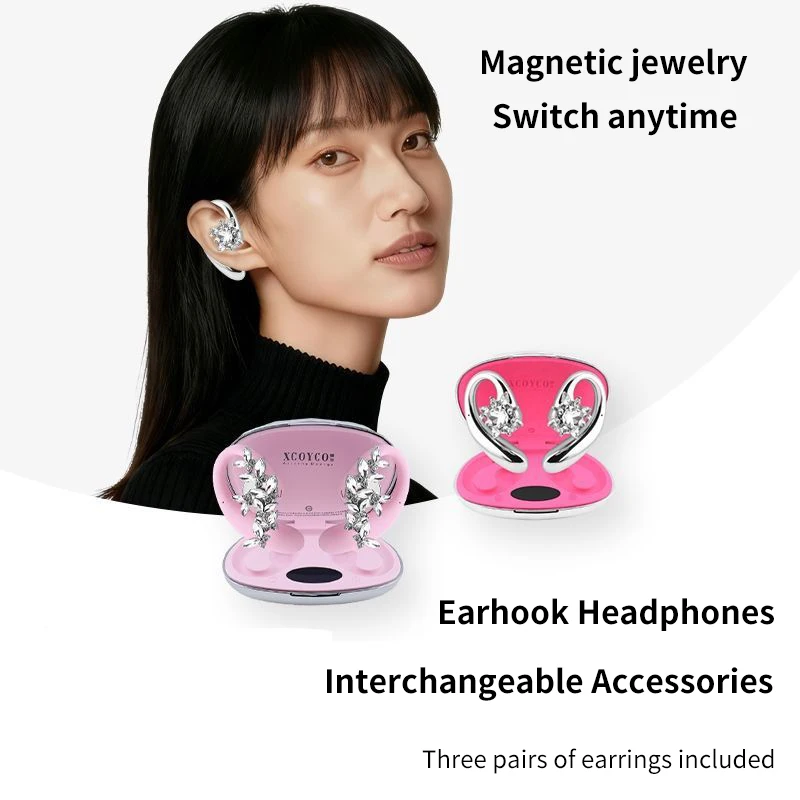 

Bluetooth-наушники-крючки, серьги с магнитным цирконием, гальваническая отделка, длительный срок службы батареи, сменные серьги, гарнитура