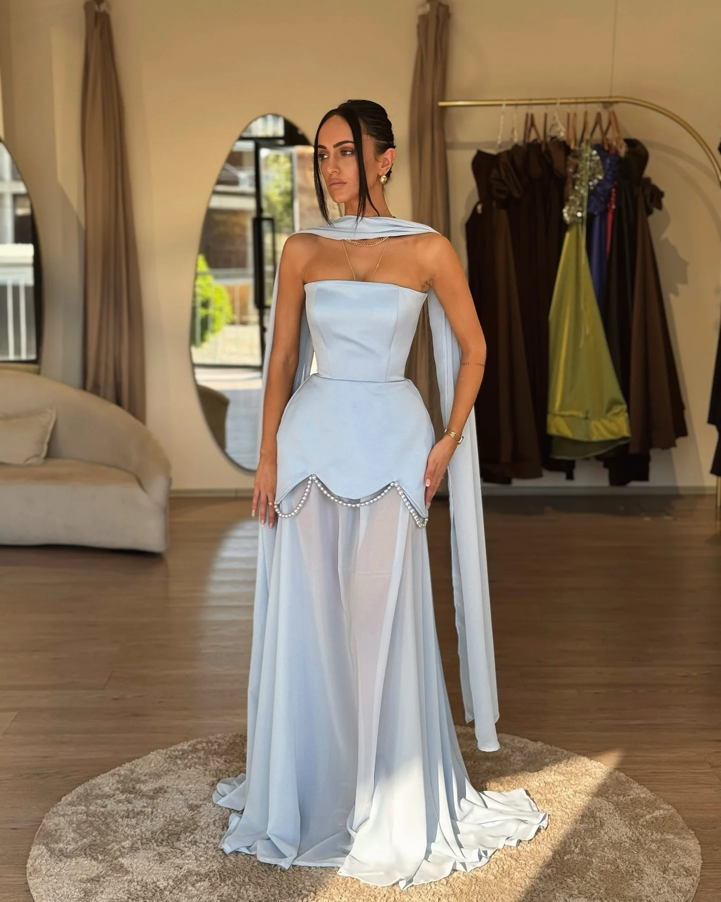 Elegant Pearl Mesh Patchwork Maxi Dress Women Strapless Ribbon Backless Long Dress Luxury Wedding Guest Party Evening Dress 2026
