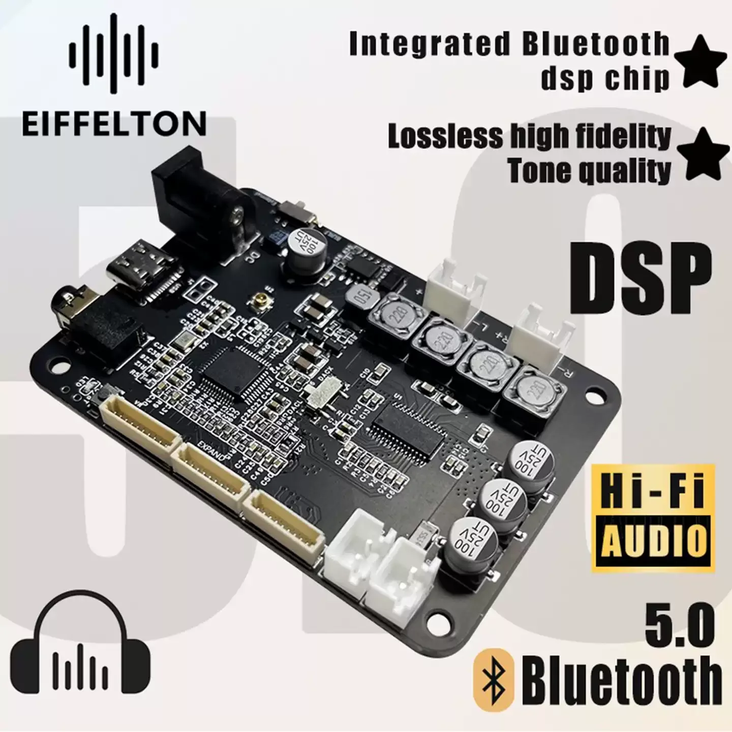 DSP Bluetooth module5.0power amplifier board module electronic frequency division hifi sound quality TWS pairing subwoofer 2.0/1