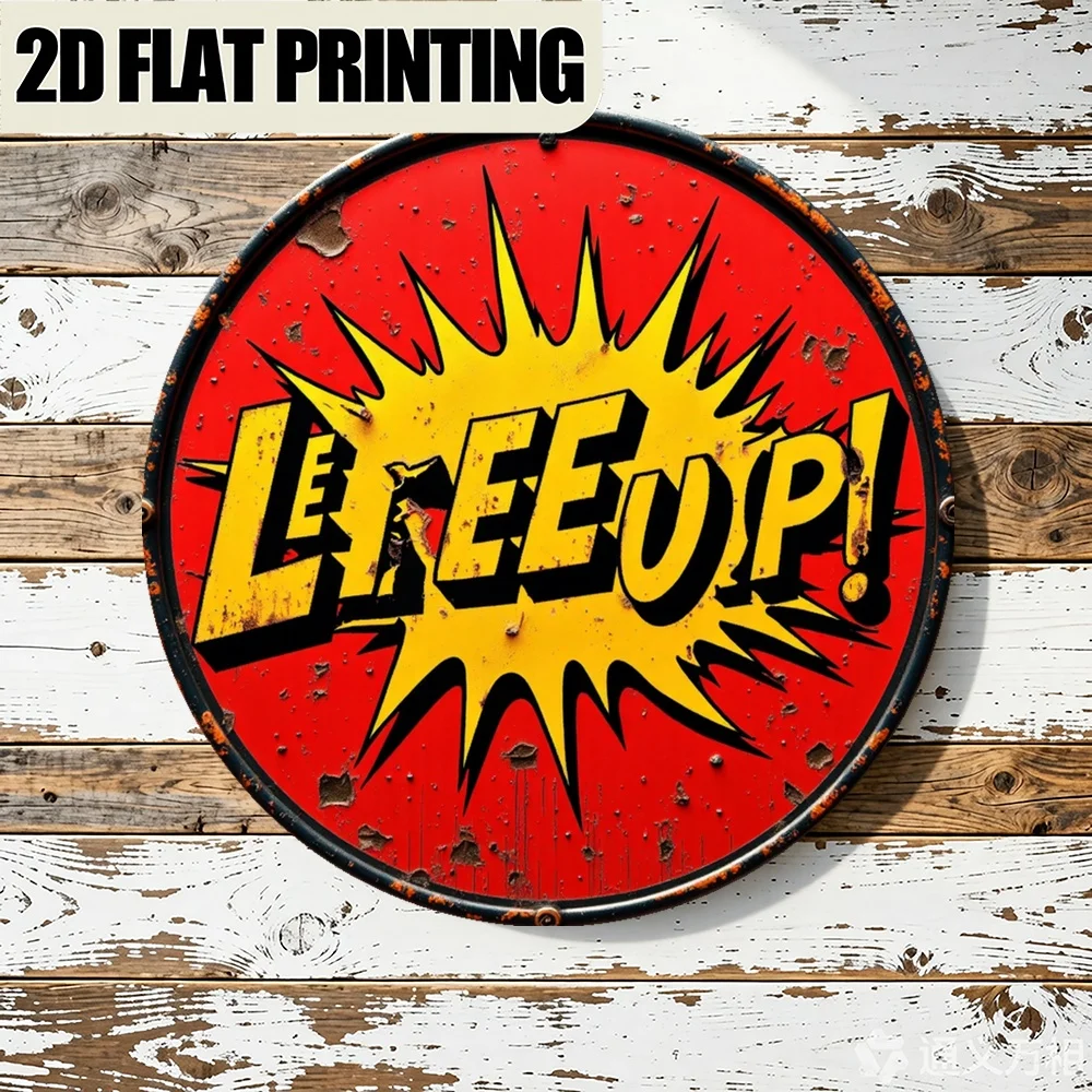 Let'S Leap Up! Round Metal Sign – Floral & Geometric Wall Art for Living Room, Garden, Patio, Vintage Home Decor Gift