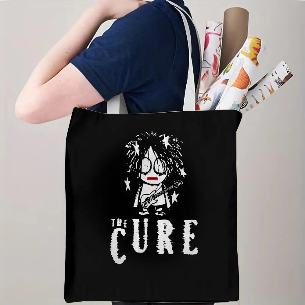 Vintage The C-Cure Rock Band Storage Bags Canvas Double-Sided Print Tote Bag Large Capacity Shoulder Fashion Shopping Handbag