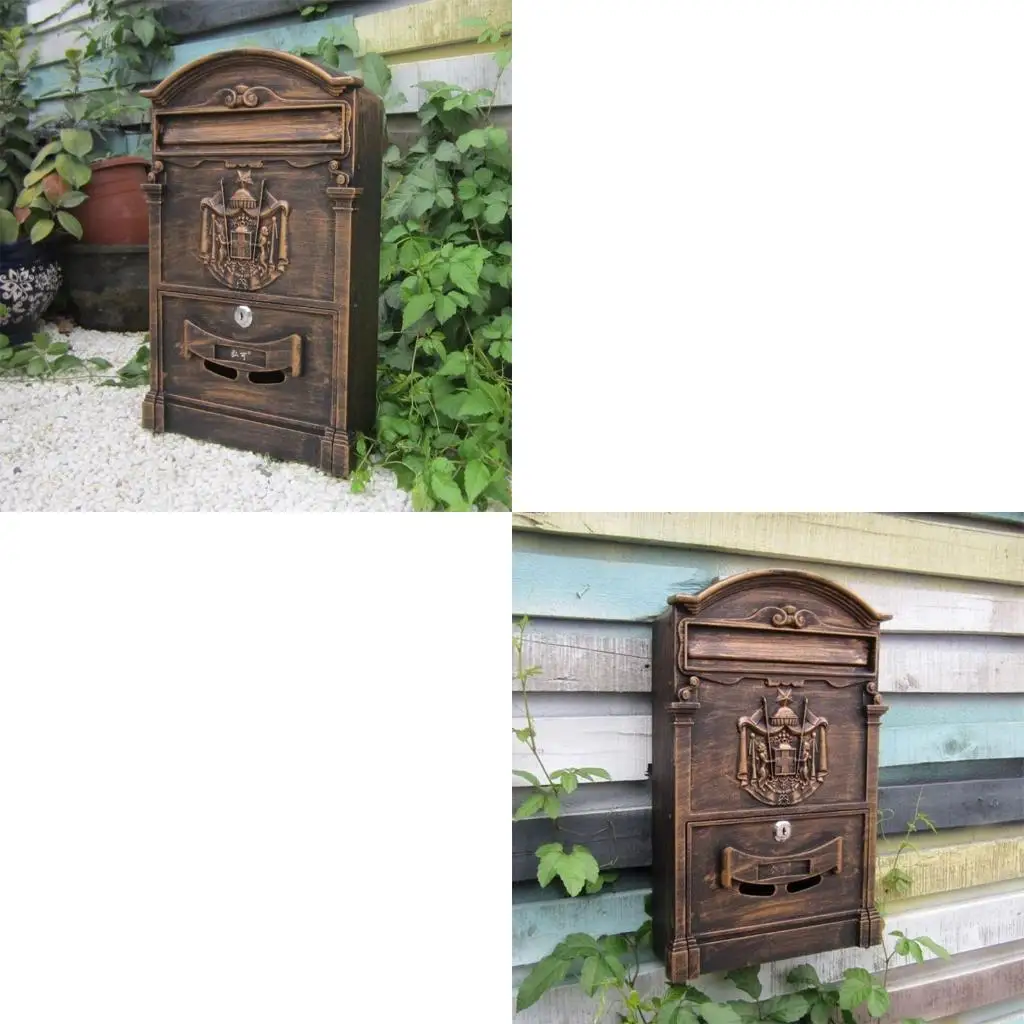 

European-Style Villa Letterbox Outdoor Waterproof Mailbox Wall Mounted Postbox