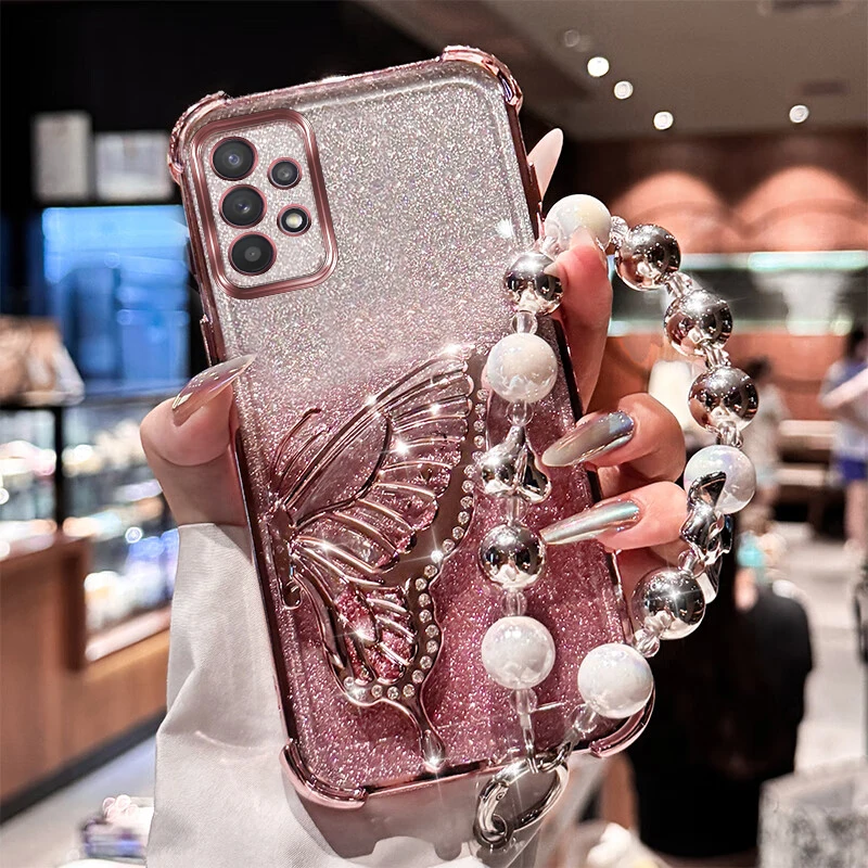 

A32 New Cases For Samsung Galaxy A32 A34 A35 A36 A50s A52s A53 A55 A56 A73 Quicksand Butterfly Bracelet Shockproof Holder Cover