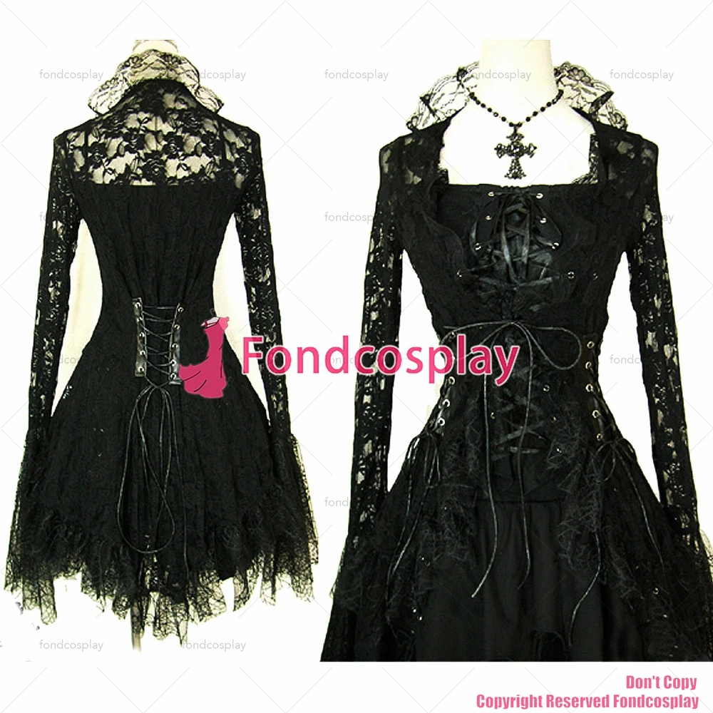 fondcosplay tripp Fashion Hiphop Gothic Lolita Punk Fashion Outfit Dress black lace Costume CD/TV[CK992]