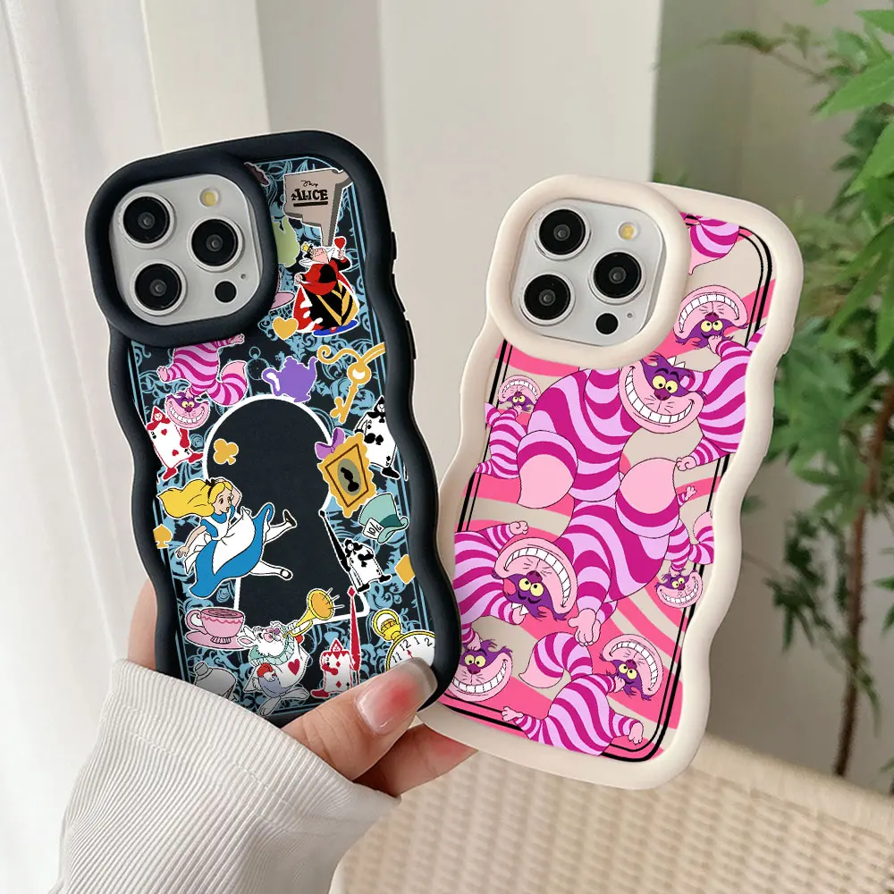 Cute Alice In Wonderland Disney Phone Case for IPhone 16 15 14 13 12 11 Pro Max XR XS X 7 8 Plus SE20 Candy Color Back Cover